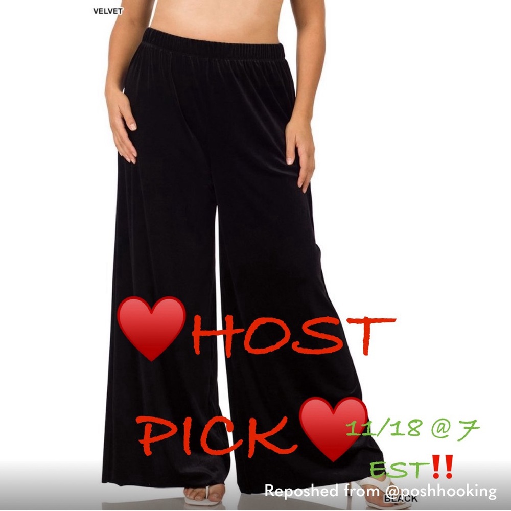 Black Velvet Wide Leg Pants For Holidays 🍂 2X - Picture 3 of 14